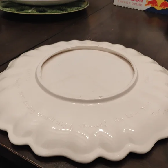 12.5 Inch Handmade White Platter - Picture 2 of 2